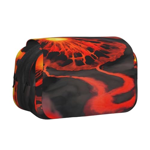 JEJEA Kilauea Federmäppchen mit Vulkan-Druck, Federmäppchen, Halter für Bleistifte, Make-up, Mehrzweck-Organizer-Box für Erwachsene, Schwarz , Einheitsgröße, Kulturbeutel JEJEA Kilauea Federmäppchen mit Vulkan-Druck, Federmäppchen, Halter für Bleistifte, Make-up, Mehrzweck-Organizer-Box für Erwachsene, Schwarz , Einheitsgröße, Kulturbeutel von JEJEA