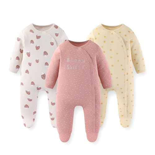 JELYLOVE Baumwolle Langarm Baby Jungen Mädchen Strampler 0-12 Monate Neugeborene Bekleidung 3er-Pack von JELYLOVE