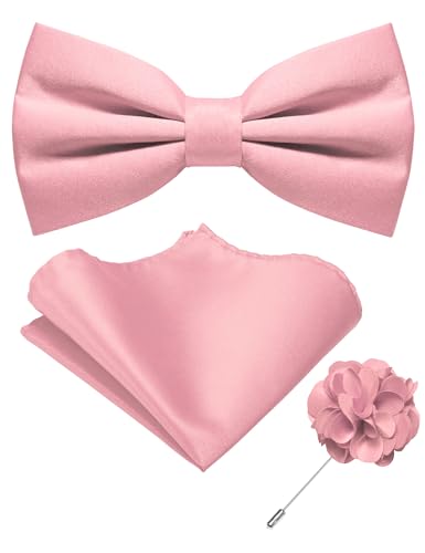 JEMYGINS Einfarbige, vorgebundene Fliege und Einstecktuch mit Anstecknadel, verstellbare Fliege für Herren, Blush Pink, Einheitsgröße JEMYGINS Einfarbige, vorgebundene Fliege und Einstecktuch mit Anstecknadel, verstellbare Fliege für Herren, Blush Pink, Einheitsgröße von JEMYGINS