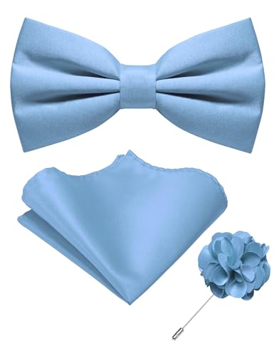 JEMYGINS Einfarbige, vorgebundene Fliege und Einstecktuch mit Anstecknadel, verstellbare Fliege für Herren, babyblau, Einheitsgröße JEMYGINS Einfarbige, vorgebundene Fliege und Einstecktuch mit Anstecknadel, verstellbare Fliege für Herren, babyblau, Einheitsgröße von JEMYGINS