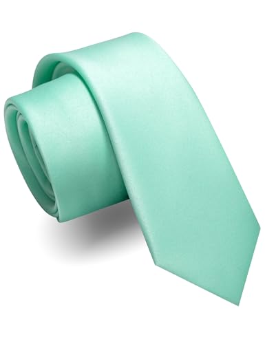 JEMYGINS Schmale Herren Matte Krawatte einfarbig in verschiedenen Farben 6cm hellgrün JEMYGINS Schmale Herren Matte Krawatte einfarbig in verschiedenen Farben 6cm hellgrün von JEMYGINS