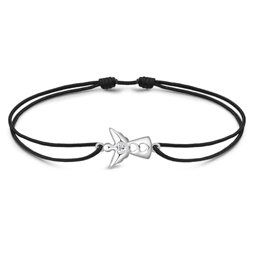 JENDEAR SHINE Fußkettchen für Damen 925er Sterling Silber Schutzengel Fußkettchen, Verstellbare Handgemachte Seilkette, Sommer Strand Knöchelschmuck von JENDEAR SHINE