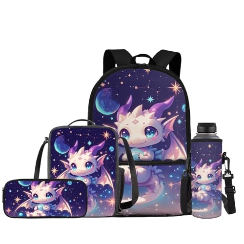 JEOCODY Drachen-Rucksack für Jungen und Mädchen, Schultasche mit Lunchtasche, Wasserflaschenhalter und Federmäppchen, 43,2 cm, Schulbüchertasche für Wandern, Picknick, lässiger Rucksack, Tagesrucksack JEOCODY Drachen-Rucksack für Jungen und Mädchen, Schultasche mit Lunchtasche, Wasserflaschenhalter und Federmäppchen, 43,2 cm, Schulbüchertasche für Wandern, Picknick, lässiger Rucksack, Tagesrucksack von JEOCODY