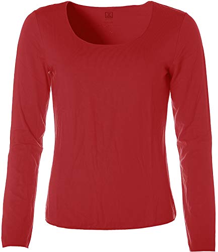 JETTE Damen Basic Langarm Shirt T-Shirt Rundhals Rot 40 von JETTE