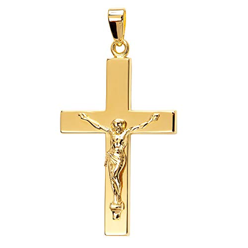 JEVELION Kreuz-Anhänger Goldkreuz Jesus Christus für Damen, Herren und Kinder als Kettenanhänger 333 Gold 8 Karat mit Schmuck-Etui von JEVELION