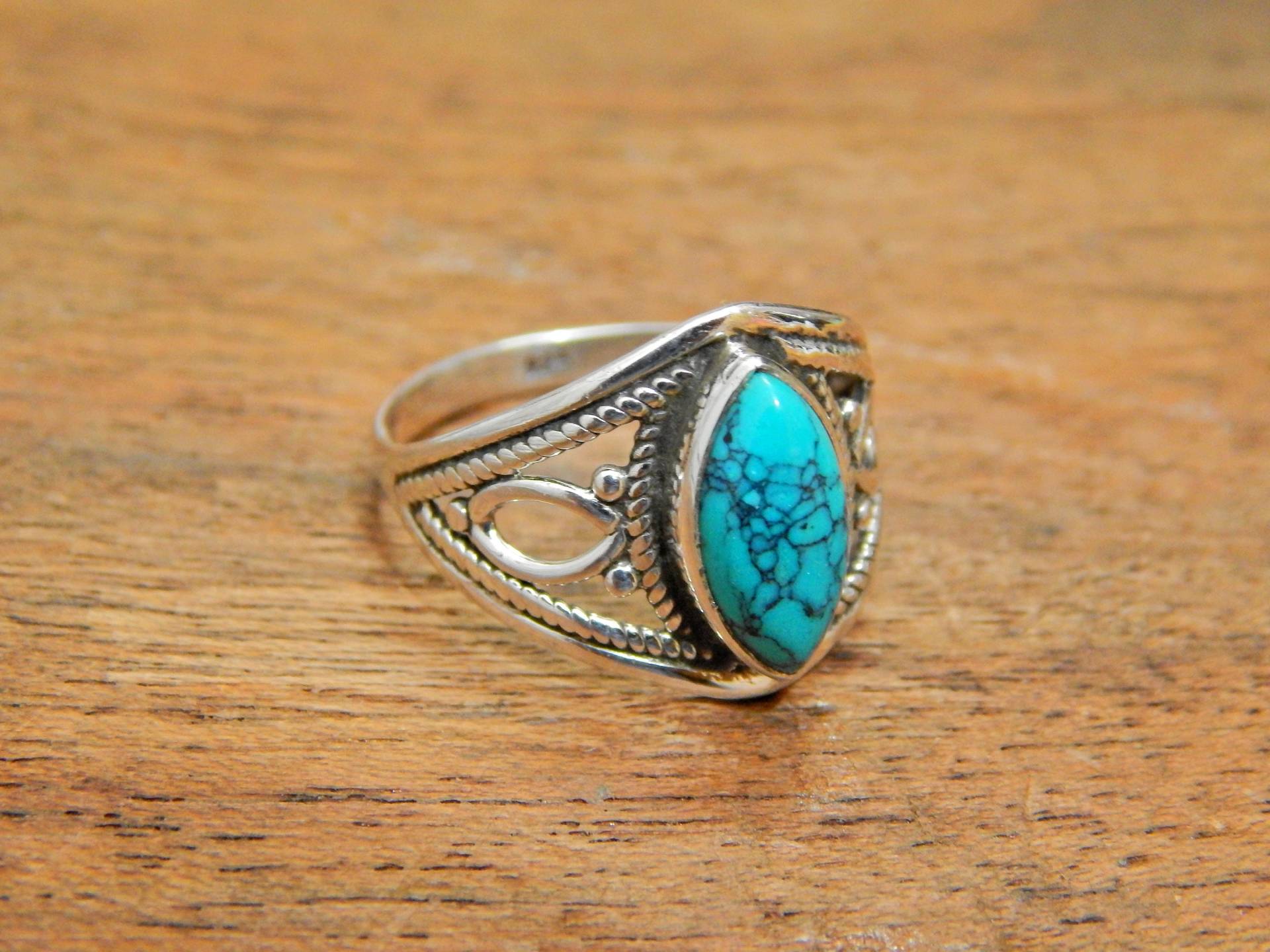 Türkiser Ring, Sterling Silber Ring Für Frauen, Statement-Ring Mit Stein, Edelstein-Boho-Ring, Boho-Schmuck, Natürlicher Türkis-Ring von JEWELCOJAIPUR