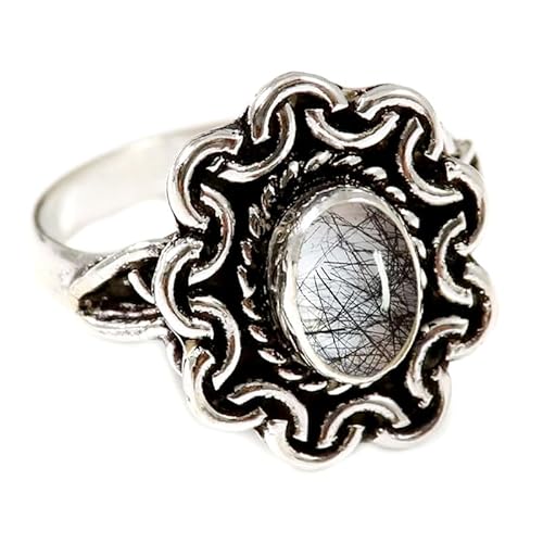 JEWELFORCE Laborgezüchteter schwarzer Rutil Quarz Edelstein Sterling Silber Stilvoller Handgefertigter Band Ring Geschenkartikel für Männer und Frauen in allen Größen Schmuck JSR-189BL5_(51 (16.2)) JEWELFORCE Laborgezüchteter schwarzer Rutil Quarz Edelstein Sterling Silber Stilvoller Handgefertigter Band Ring Geschenkartikel für Männer und Frauen in allen Größen Schmuck JSR-189BL5_(51 (16.2)) von JEWELFORCE