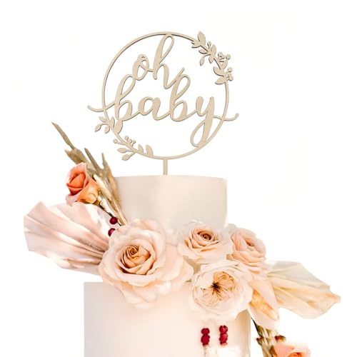 JEYORZY Oh Baby Holz Kuchen Topper, Babyparty Tortendeko, Gender Reveal Partydeko, Mehrfarbig, 1 Stück JEYORZY Oh Baby Holz Kuchen Topper, Babyparty Tortendeko, Gender Reveal Partydeko, Mehrfarbig, 1 Stück von JEYORZY