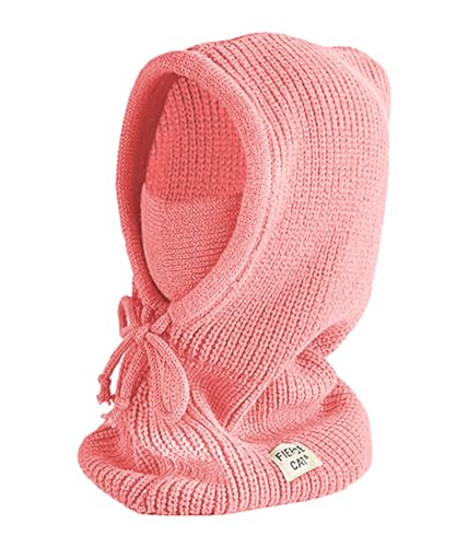 JFAN 2 in 1 Wintermütze Kinder-Strickmütze Mütze Schal Set Mädchen Jungen Unisex Beanie Warm Rosa von JFAN