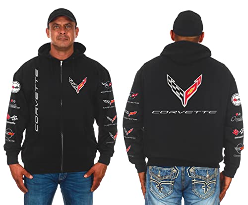 JH Design Group Herren Chevy Corvette C8 Collage Zip-Up Hoodie schwarz Sweatshirt, Black, Medium von JH DESIGN GROUP