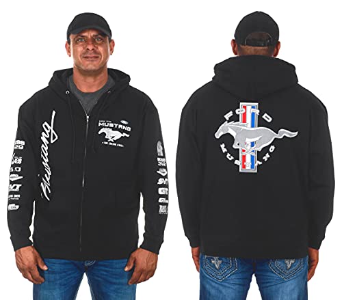 Jh Design Herren Ford Mustang Hoodies in 5 Stilen Pullover & Full Zip Up, Clg2-black, Medium von JH DESIGN GROUP