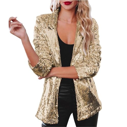 JIAALU Damen Pailletten Blazer mit Glitzer Slim Fit Pailletten Jacke Elegant Kurz Sakko Teenager Mädchen Streetwear Party Glänzend Jacke Party Outwear Cardigan Cardigan Tops JIAALU Damen Pailletten Blazer mit Glitzer Slim Fit Pailletten Jacke Elegant Kurz Sakko Teenager Mädchen Streetwear Party Glänzend Jacke Party Outwear Cardigan Cardigan Tops von JIAALU