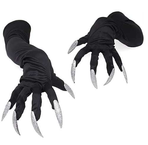 JIAHG Halloween Handschuhe, Halloween Kostümhandschuhe mit Krallen Halloween Cosplay Golves Monster Gloves Halloween Pfoten Handschuhe Lange Nagel Fingernägel Handschuhe von JIAHG