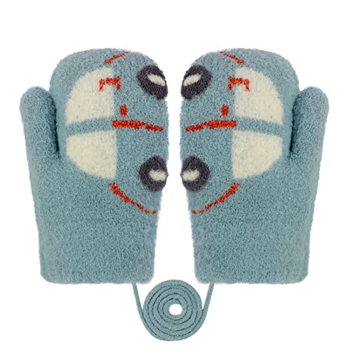 Kinder Winter Handschuhe Baby Fäustlinge Fausthandschuh Halshandschuhe Themohandschuhe Gloves Gestrickte Handschuhe Warme Strickhandschuhe für 1 2 3 4 5 6 Jahre Jungen Mädchen (Hellblau, 1-4 jahre) von JIAHG