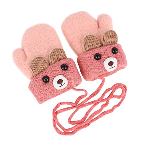 Kinder Winter Handschuhe Fäustlinge Baby Cartoon Fausthandschuhe Halshandschuhe Dicke Doppelt Strickhandschuhe Niedliche Fuchs Handschuhe, 1-3 Jahre alt, Spielen, Laufen, Skifahren Bedarf von JIAHG