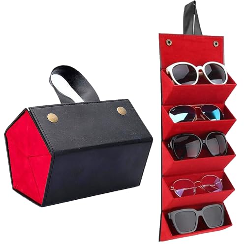 JIAMIAN Brillenetuis, Brille Aufbewahrungsbox, Organizer für Sonnenbrillen, Brillenorganizer Brillenaufbewahrung Präsentation,Faltbare Brillen Display Box, für Damen Herren(B) von JIAMIAN