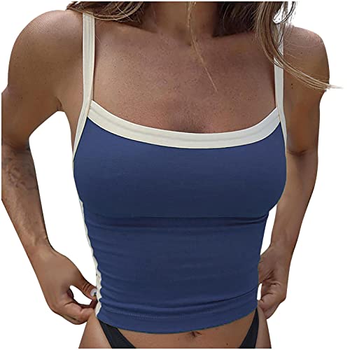 JIANGML Backless Top Damen Y2K Ärmelloses Strick Crop Tops Sommer Cami Tank Oberteil E-Girl 90er Fashion, Blau von JIANGML