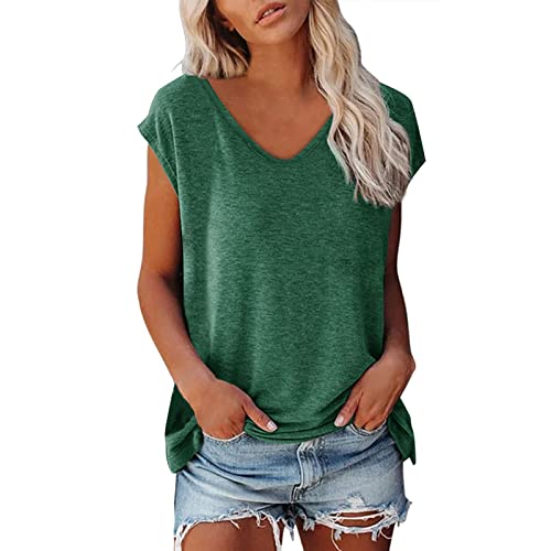 JIANROU Bluse Damen Oberteile Sommer Tops T Shirt,Weiße Bluse Kurzarm,Hellblaue Bluse Kurzarm,Leinenbluse Weiß,Blaue Bluse Damen,T Shirt Rückenprint,Long Tunika Damen von JIANROU