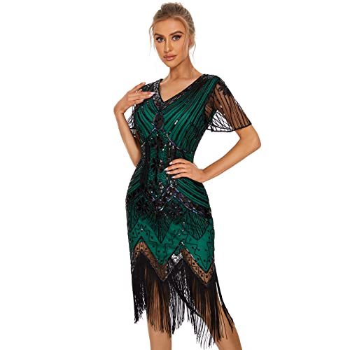 1920er Jahre Kleider für Frauen Gatsby Kleider für Frauen Pailletten Flapper Kleid 1920 Great Gatsby Themed Roaring 20er Jahre Kleider - Gr�n - X-Klein von JICAGOM