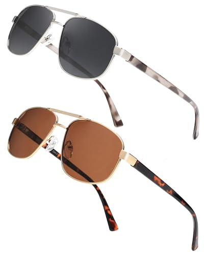 JIM HALO Polarisiert Pilot Sonnenbrille für Herren Damen, Klassische Fahren Sonnenbrille UV400 Schutz Grau+Grün von JIM HALO