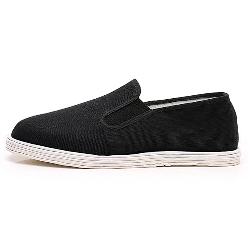 Alte Peking-Stoffschuhe, handgefertigte tausendschichtige Stoffschuhe for Herren, einbeinige Herren-Schuhe aus reinem Stoff mit Sohle und leichten, atmungsaktiven Fahrschuhen ( Color : Black , Size : von JIMNOO