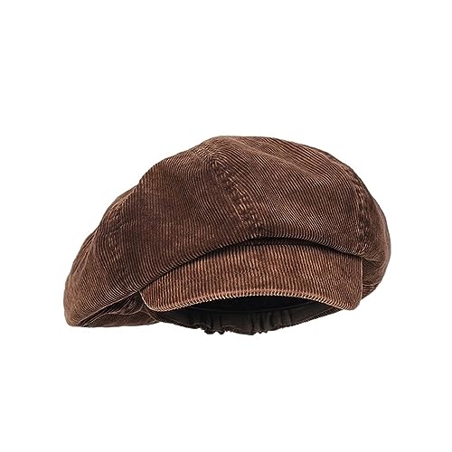 JIMNOO Männer Und Frauen Retro Baskenmütze Gewaschen Cord Octagon Cap Lässige Persönlichkeit Ente Zunge Kappe Zeitungsjunge Kappe Kappe (Color : Khaki, Size : 55-58cm) von JIMNOO