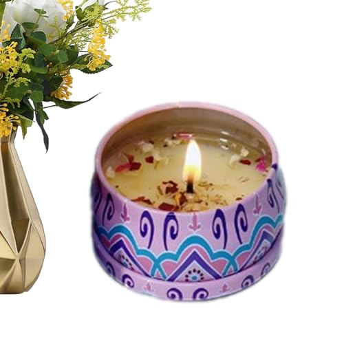Ätherische Ölkerzen - 80g Sojawachs-Teelichter | Exquisite Kerzengläser im Design von Sojawachs-Teelichtern, getrockneten Blumen, Aromatherapie-Kerzen für Stressabbau, Entspannung, Jingan von JINGAN