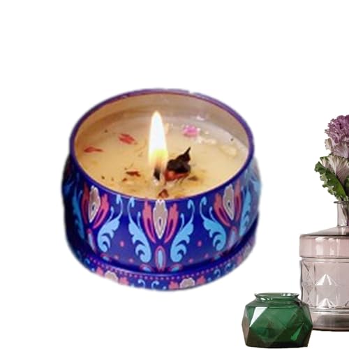 Trockenblumenkerze | 80g Sojawachs-Teelichter - Exquisites Kerzenglas-Design, Sojawachskerze, Duftkerzen, getrocknete Blumen, Duftkerzen für Zuhause, Duftkerzen, Geschenk für Heimdekoration von JINGAN
