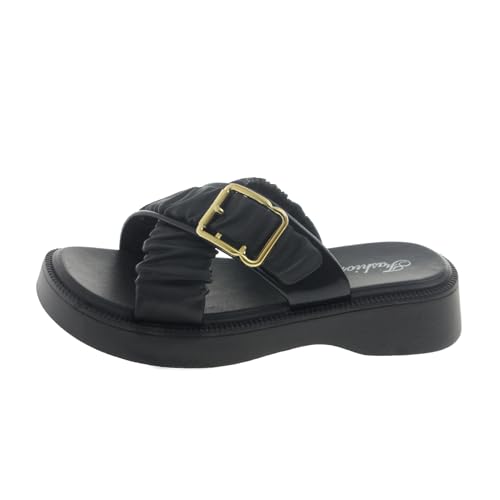 JINGBDO Damen Sandalen Hausschuhe Frauenmodelle Sommer Außen Tragen Dicke Schnalle Sandalen Hausschuhe Pantoffeln Frauenschuhe-Schwarz-36-37 von JINGBDO