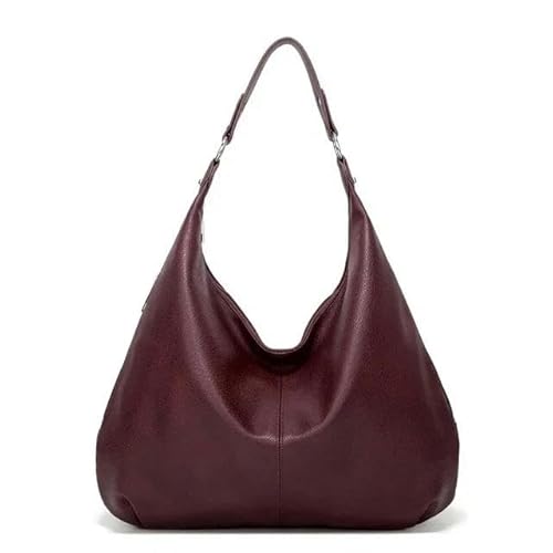 JINGBDO Handtasche Damen Luxus Design Women Tasche Tasche Große Leder -Umhängetaschen Mit Großer Kapazität-Burgund-48-34Cm von JINGBDO