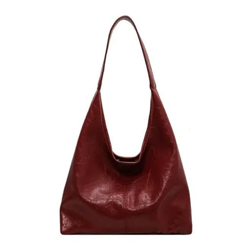 JINGBDO Handtasche Damen Red Womens Umhängetasche Vintage Große Kapazität Freizeitbeutel Herbst- Und Winterhandtasche-Rot-37X27X11Cm von JINGBDO