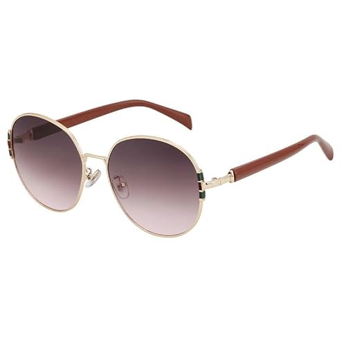 JINGBDO Sonnenbrillenmode Einfache Sonnenbrille Outdoor Street Sonnenbrille Mode Runde Rahmen Sonnenbrillen Bunte Objektive-Goldtee Rosa von JINGBDO