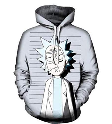 Herbst Winter Hoodies Sweatshirt mit Kordelzug, Rick Morty Lustige 3D Streetwear Casual Trainingsanzug Pullover Hooded Jumper Tops von JINGHE