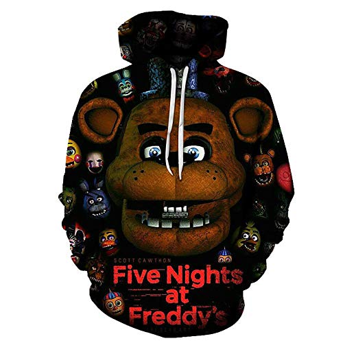 Unisex Five Nights at Freddy's Hoodie Sweatshirt, 3D FNAF Comic Gedruckter Nightmare Crazy Games Fashion Pullover, Sport Streetwear Langarmpullover für Mädchen Jungen Erwachsene von JINGHE