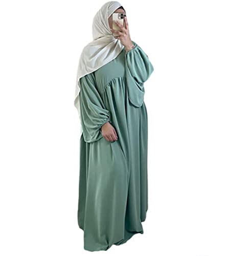 Frauen Abaya Kleid Ramadan Islamische muslimische Kleidung Krepp Ballon Ärmel Abaya Kleid Jilbab Afrikanische Türkische Robe Dubai Outfits von JINLLC