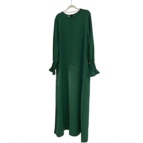 JINLLC Damen Gebetskleid Ramadan islamische muslimische Kleidung Lange Ärmel Abaya Kleid Einfarbig Türkischer Robe Dubai Outfits, grün, 36 von JINLLC