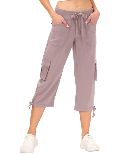 JINSHI Hosen Damen Sommer Cargohose 3/4 Lange Capri Freizeithose mit Mehrfach-Taschen Dunkelrosa XS JINSHI Hosen Damen Sommer Cargohose 3/4 Lange Capri Freizeithose mit Mehrfach-Taschen Dunkelrosa XS von JINSHI