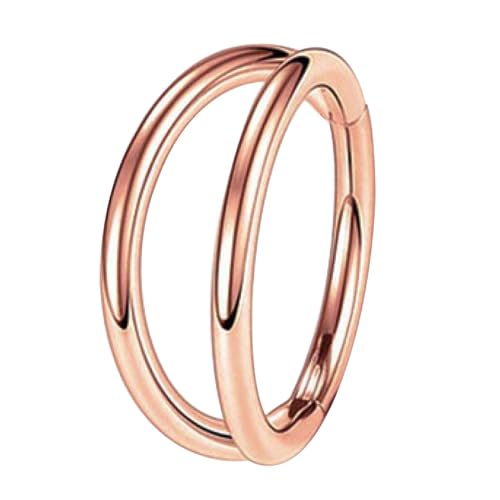 JISADER Nasenring Hoop Septumringe Modischer doppelt offener Nasenring aus Edelstahl Nasenmanschetten für Mädchen und Damen zum Valentinstag, Roségold, 0.12 cm x 0.8 cm von JISADER