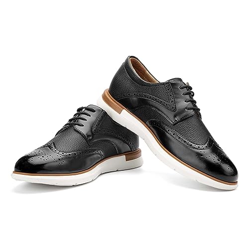 JITAI Herren Oxford Schuhe Business Schuhe Herren Elegante Schuhe Leder Schnürhalbschuhe, Schwarz-05, 42 EU (9 UK) von JITAI