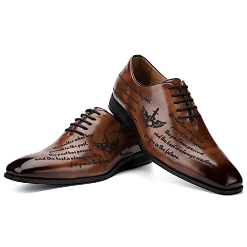 JITAI Oxfords Herren Elegante Schuhe Business Schnürhalbschuhe Herren Anzug Schuhe, Braun-04, 42 EU (9 UK) von JITAI