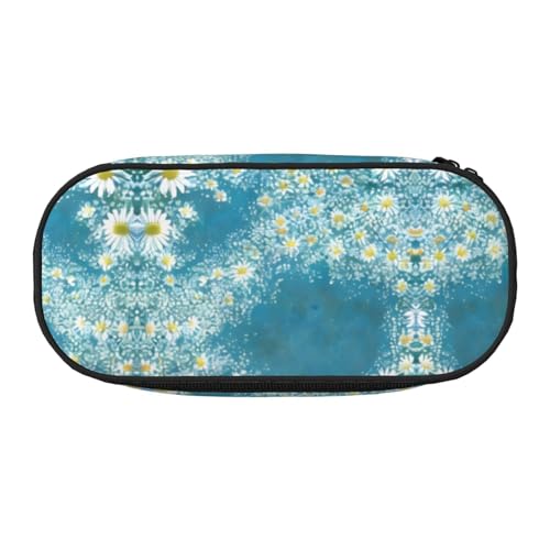 JIUTY Federmäppchen mit Reißverschluss, weißes und blaues Gänseblümchen-Design, tragbarer Schreibtisch-Organizer für Erwachsene, schwarz, Talla única, Taschenorganizer JIUTY Federmäppchen mit Reißverschluss, weißes und blaues Gänseblümchen-Design, tragbarer Schreibtisch-Organizer für Erwachsene, schwarz, Talla única, Taschenorganizer von JIUTY