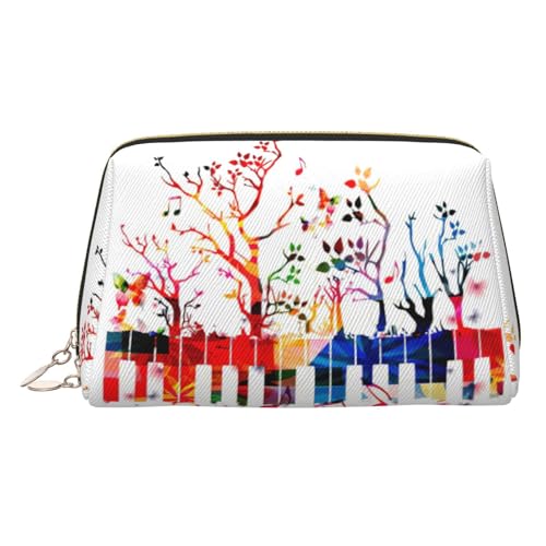 Kulturbeutel aus Leder, Motiv: bunte Klaviertastatur, Musiknoten, Reisefreundlich, Make-up-Tasche für Damen, gold, Einheitsgröße, Kulturbeutel Kulturbeutel aus Leder, Motiv: bunte Klaviertastatur, Musiknoten, Reisefreundlich, Make-up-Tasche für Damen, gold, Einheitsgröße, Kulturbeutel von JIUTY