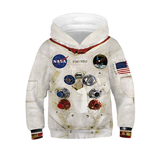 JJCat Kinder Langarm Kapuzen 3D Digital Print Astronaut und Weltraum Pullover Sweatshirts(XL,Multicolor) von JJCat