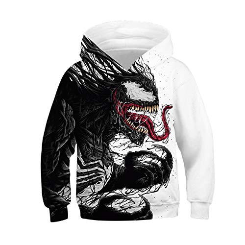 JJCat Kinder Langarm Kapuzen 3D Digital Print Fashion Venom Series Pullover Sweatshirts(XL,Multicolor) von JJCat