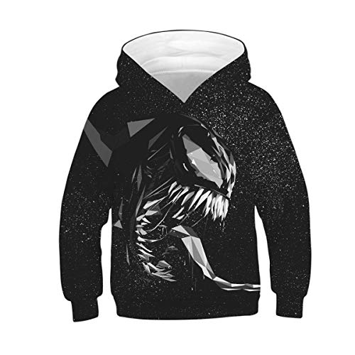 JJCat Kinder Langarm Kapuzen 3D Digital Print Hero Venom Series Roaring Monster Pullover Sweatshirts(M,Multicolor) von JJCat