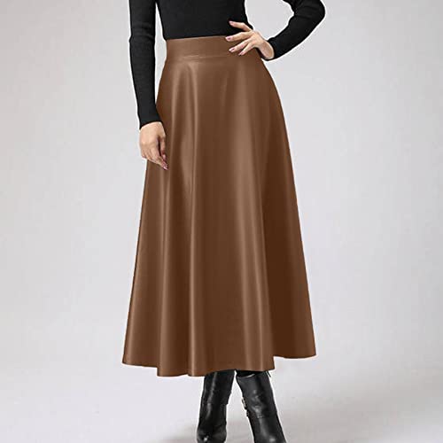 JJDSL Pu-Lederröcke - Mode Große Größe High Waist Pu Leder Flauschiger Rock, Frauen Herbst Winter Vintage Tasche Slim Casual Lange Bleistift Röcke, Geeignete Alltagskleidung, Khaki, S JJDSL Pu-Lederröcke - Mode Große Größe High Waist Pu Leder Flauschiger Rock, Frauen Herbst Winter Vintage Tasche Slim Casual Lange Bleistift Röcke, Geeignete Alltagskleidung, Khaki, S von JJDSL