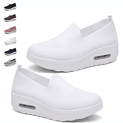 Women's Woven Breathable Orthopedic Wedge Sneakers，Orthopedic Platform Sneakers Comfort Breathable Mesh Stretch，Women's Comfortable Casual Fashion Walking Shoes von JJKTO