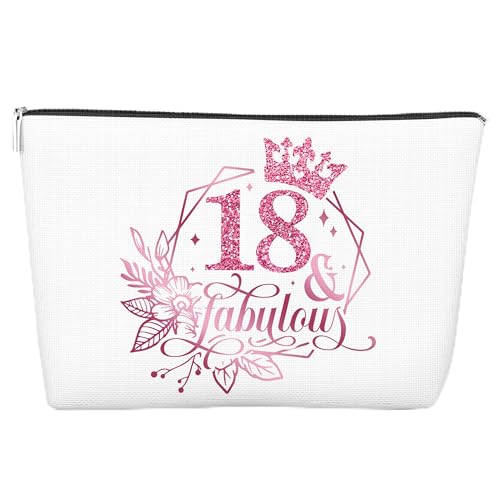 JJOINUS Make-up-Tasche zum 18. Geburtstag für Mädchen, beste Schwester, Freunde, Teenager, Mädchen, Freunde, Tochter, Enkelin, Nichte, Reißverschluss, Kosmetiktasche für Weihnachten, Geburtstag, Rosa, von JJOINUS