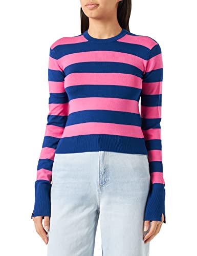 JJXX Damen Jjxx Jxvalentina Ls Soft Stripe Cropped Knit, Sodalite Blue/Stripes:/Carmine Rose, M von JJXX