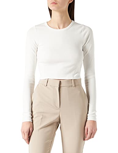 JACK & JONES Damen Jjxx Jxfeline Ls Rib te Noos T Shirt, Bright White, M EU von JACK & JONES